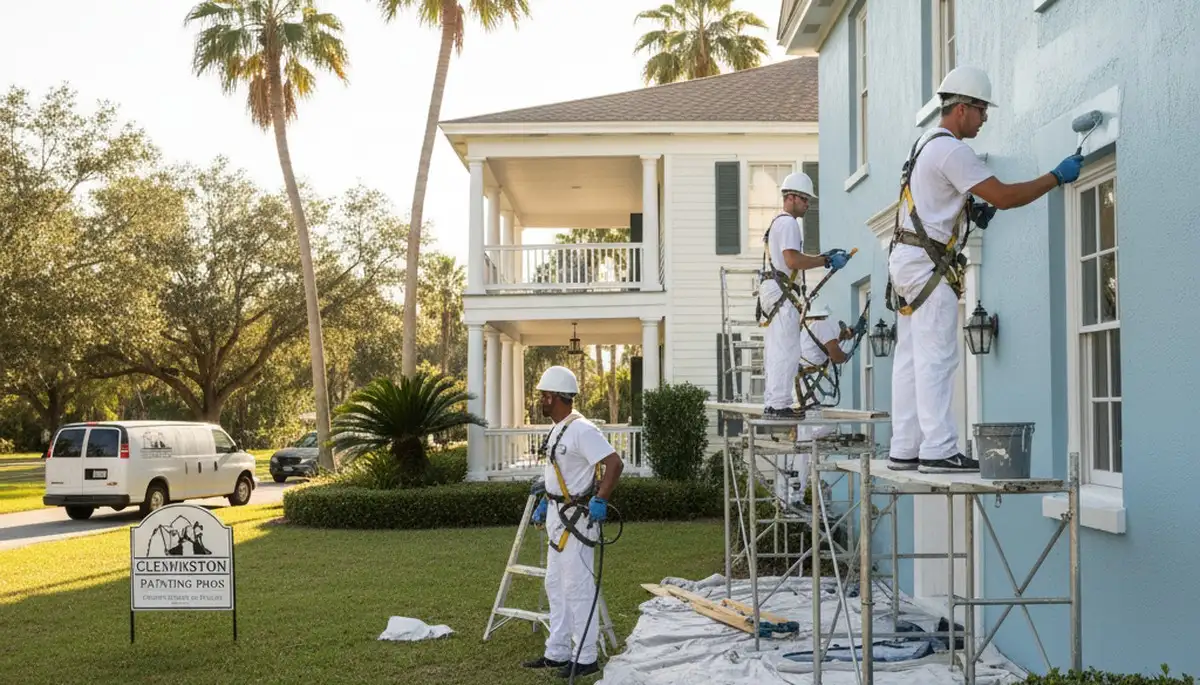 Painting contractors in Fort Lauderdale, FL working on a residential exterior project