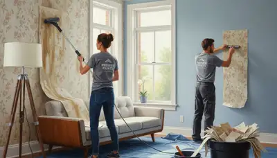 Fort Lauderdale wallpaper removal service leaving smooth walls ready for painting